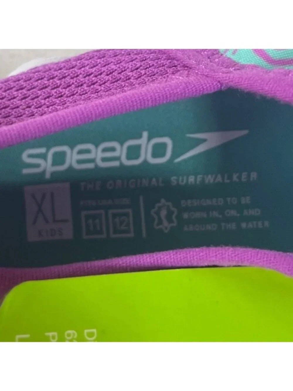 Speedo Kids Splash & Sun Bootie Water Shoes XL 11-12 Neon Violet New UV Protecti